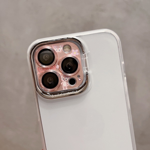 การ์ตูนดิสนีย์ไฟฟ้าโลหะน่ารักป้องกันกล้องกระต่ายฟิล์มเลนส์สําหรับiphone 16 15 14 13 12 Pro Max Mini 11 Pro Max Plusป้องกันหน้าจอ