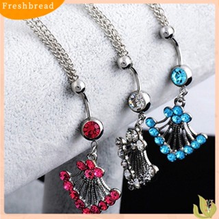 【Fresh】❀Womens Fashion Rhinestone Navel Ring Belly Button Bar Waist Chain Body Piercing