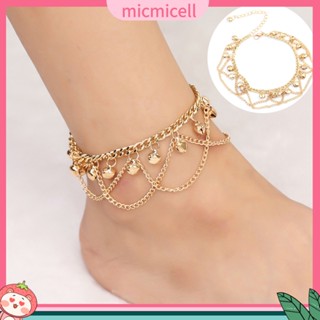 (micmicell) สร้อยข้อเท้าโซ่ จี้กระดิ่ง เครื่องประดับแฟชั่นสตรี