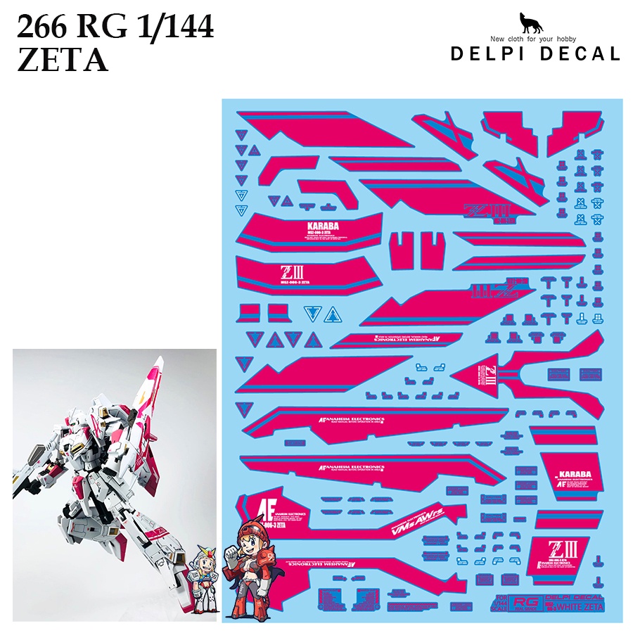 ดีคอลน้ำ [DELPI] 266 RG 1/144 ZETA WHITE Water Decal
