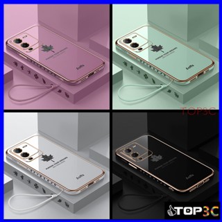 เคส Vivo V25 Pro เคส Vivo Y35 V25 V25E Y16 Y22 Y22S Y30 5G Y20 Y12S Y20S Y15S Y01 Y21 Y21T T1X Y33t Y33S Y02S Y30 5G เคสโทรศัพท์มือถือ ขอบตรง ลายใบเมเปิ้ล สําหรับ fy