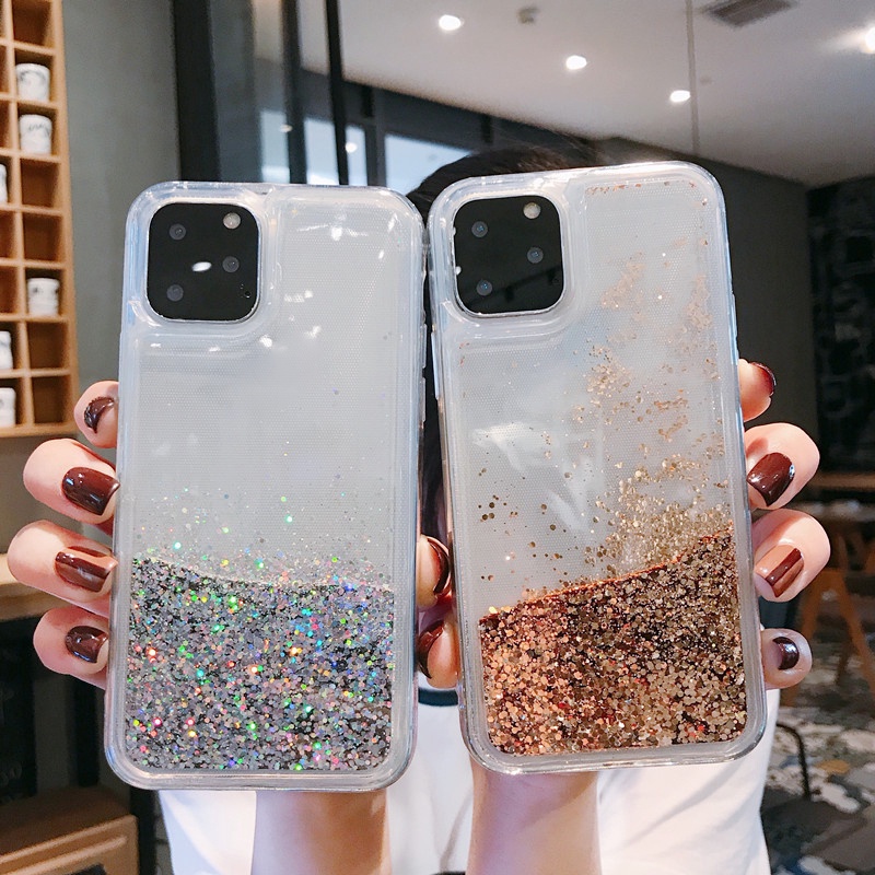 Quicksand Bling Glitter Movable Liquid Softเคสโทรศัพท์สําหรับiPhone 16 15 14 13 12 11 Pro Max Mini X XR XS Max 7 8 Plus 6 6s + SE 2020 Tranareare Clearฝาครอบโทรศัพท์ปลอก