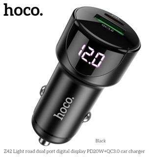 HOCO Z42 หัวชาร์จในรถ 2 พอร์ต มีจอLED รองรับชาร์จไว QC3.0 18W / Type-C PD 20W / QC2.0 / Huawei FCP / Samsung AFC hc4