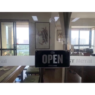 ป้ายOPEN ป้ายร้าน ป้ายอลูมิเนียม ป้ายเปิดปิด 2 หน้า Open/Close พร้อมโซ่ค้อง