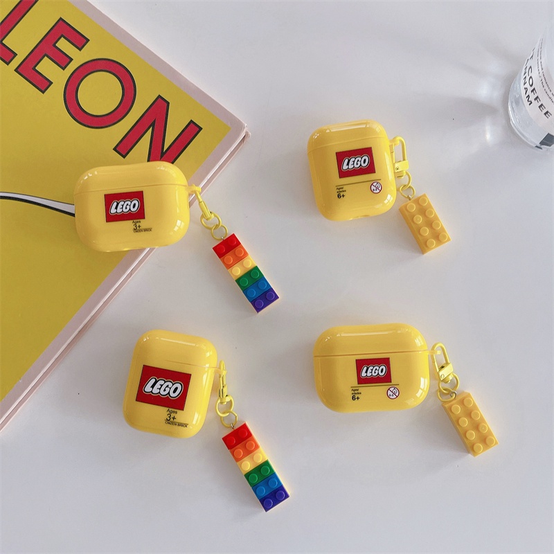 เคสหูฟังเลโก้ สีเหลือง สําหรับ Apple AirPods Pro2 Pro AirPods 1 2 3