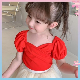 Girls summer T-shirt 2021 new childrens Korean short-sleeved babys thin base shirt little girl princess top