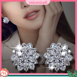 (micmicell) ของขวัญต่างหูแบบติดหูแฟชั่นผู้หญิงรูปดอกไม้ cubic zirconia