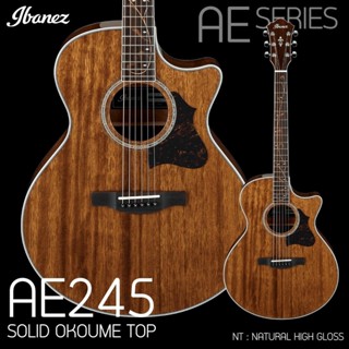 NEW acoustic กีตาร์โปร่งไฟฟ้า Ibanez AE series รุ่น AE245 / NT : Natural High Gloss