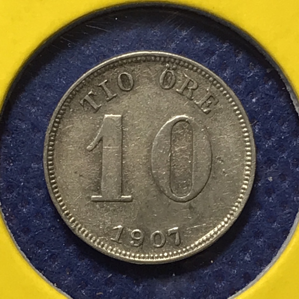Special Lot No.60487 เหรียญเงิน ปี1907 สวีเดน 10 ORE เหรียญสะสม เหรียญต่างประเทศ เหรียญเก่า หายาก ราคาถูก