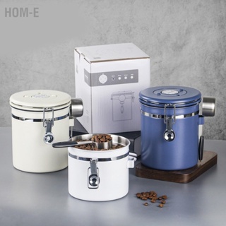 Hom-E Airtight Coffee Container 304 Stainless Steel with Spoon Vent Valve Canister for Home Kitchen