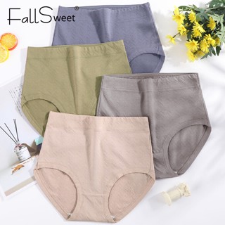 Fallsweet กางเกงชั้นใน ผ้าฝ้าย เอวสูง ยืดหยุ่น ป้องกันแบคทีเรีย พลัสไซซ์ XL-6XL สําหรับผู้หญิง