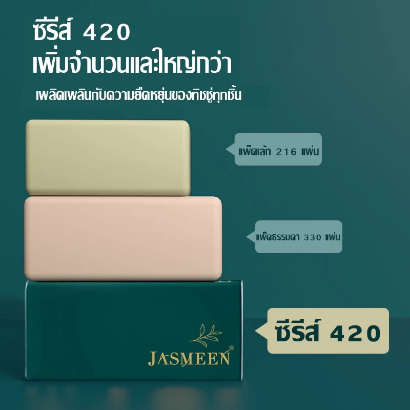 JASMEEN🔥 (พร้อมส่งจากไทย)กระดาษทิชชู่ กระดาษชำระ กระดาษทิชชู่เช็ดหน้า ทิชชู่เช็ดมือ 1ห่อ420 แผ่น หนา5ชั้น 1 ลังมี 20 ห่อ thumbnail 6