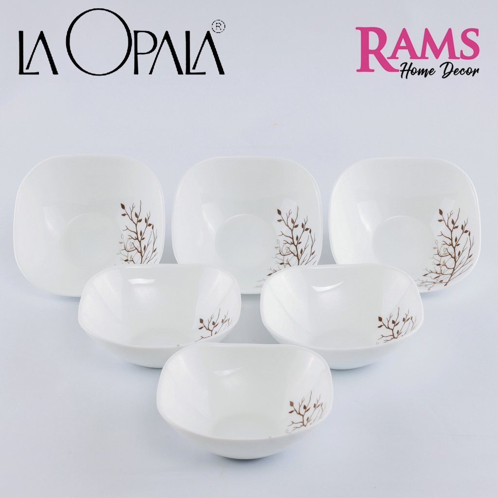 La Opala 6 ชิ้น Quadra Series ชามอเนกประสงค์ / เครื่องครัว - Quadra Autumnal / สีขาวล้วน