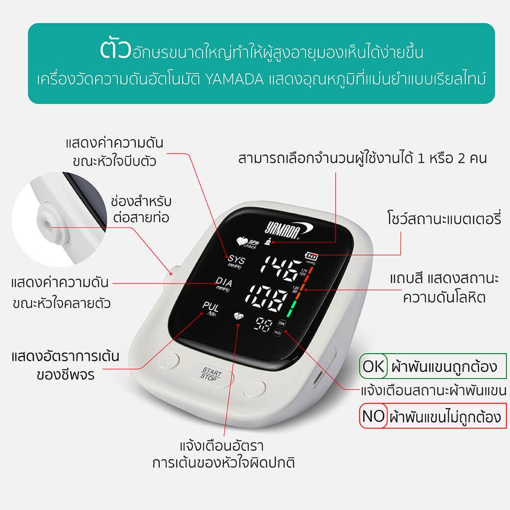 เครื่องวัดความดัน อัตโนมัติ รุ่น AES-U181 YAMADA Blood Pressure Monitor - รูปที่ 5