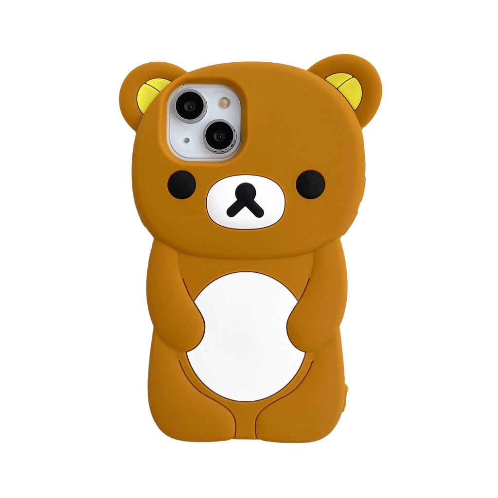เคสซิลิโคนนิ่ม ลายการ์ตูนหมีริลัคคุมะ 3D สําหรับ iPhone 17 16 15 14 13 12 11 Pro XS Max XR X SE 6 7 8 Plus – โปรปัง