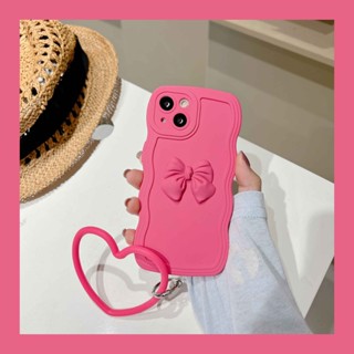 เคสโทรศัพท์มือถือ TPU แบบนิ่ม ลายคลื่น ประดับโบว์ และสายรัดข้อมือ สําหรับ Samsung Galaxy S22 S21 S20 Ultra Plus S22+ S21+ S20+ S21 S20 FE