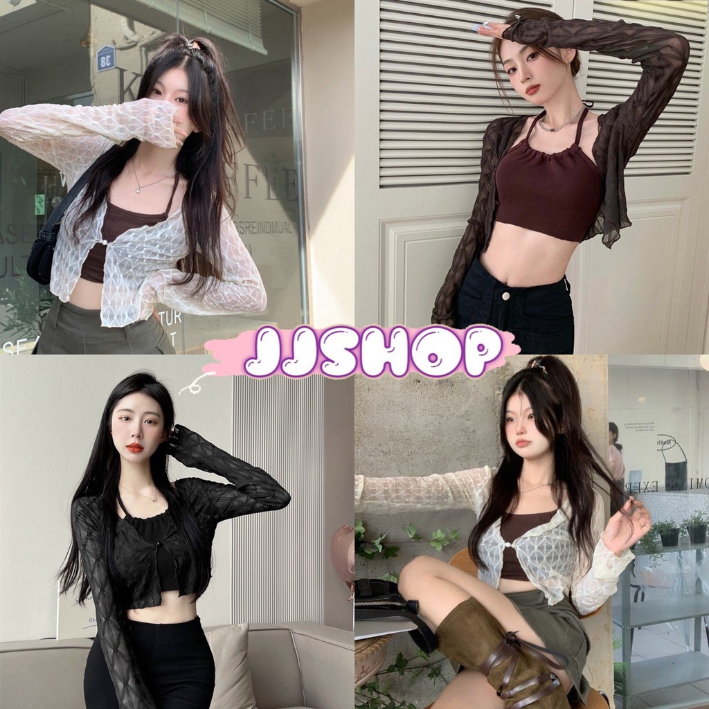 JJ shop พร้อมส่ง เสื้อคลุมแขนยาวไหมพรม+เสื้อคล้องคอไหมพรมสีพื้นลายเสื้อเก๋ๆไม่ซ้ำใคร "D16-1"