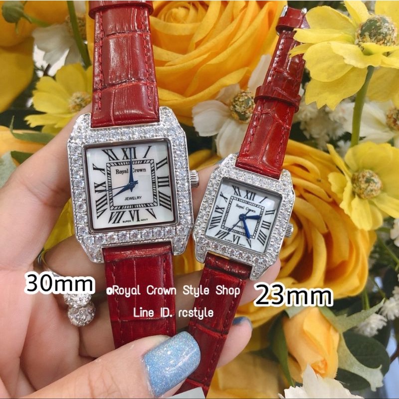 นาฬิกา Royal Crown แท้ 💯%, นาฬิกาผู้หญิง, สายหนังแท้, มี6สี&amp;2ขนาดให้เลือก,กันน้ำ,มีบัตรับประกัน1ปี,จัดส่งพร้อมกล่องครบ