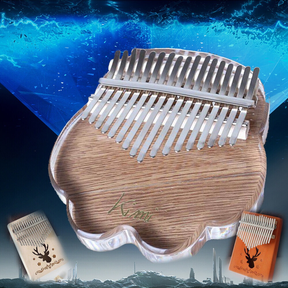 Kimi Kalimba 17 คีย์อะคริลิคเปียโน Thumb Rainbow Kalimba สำหรับผู้เริ่มต้นด้วยจูนเนอร์ค้อน Gig Stick
