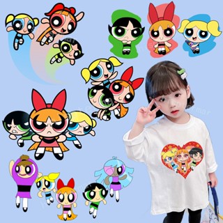 แผ่นสติกเกอร์ ลาย The Powerpuff Girls Iron on Patches Buttercup DIY สําหรับตกแต่งเสื้อยืด