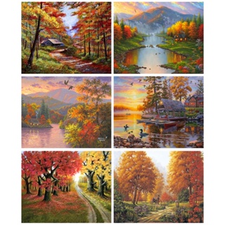 Ruopoty ภาพวาดสีน้ํามัน ตามตัวเลข รูปต้นไม้ 60x75 ซม. 50x65 ซม. 40x50 ซม. สําหรับตกแต่งผนังบ้าน ห้องนั่งเล่น DIY