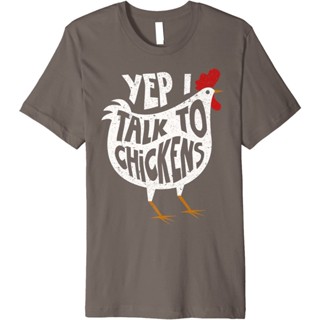 เสื้อผ้าผชเสื้อเชิ้ต Yep I Talk To Chickens | เสื้อยืดลําลอง ผ้าฝ้าย แขนสั้น พิมพ์ลายไก่น่ารัก พรีเมี่ยม สําหรับของขวัญ