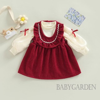 Babygarden-6 เดือน - 4 ปี เด็กผู้หญิง ฤดูใบไม้ร่วง ชุดเสื้อผ้า ทูลทูล โคมไฟ แขนยาว คอกลม เสื้อ + ชุดเดรสทรงเอ แขนกุด แต่งระบาย