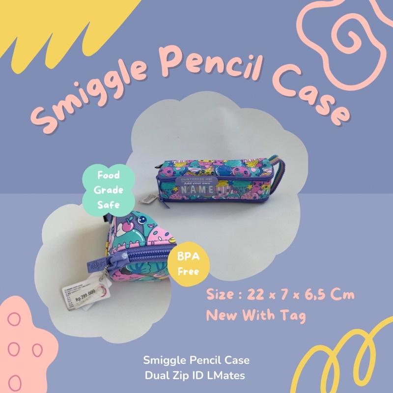 Smiggle Pencil Case DUAL ZIP ID LMATES LILAC