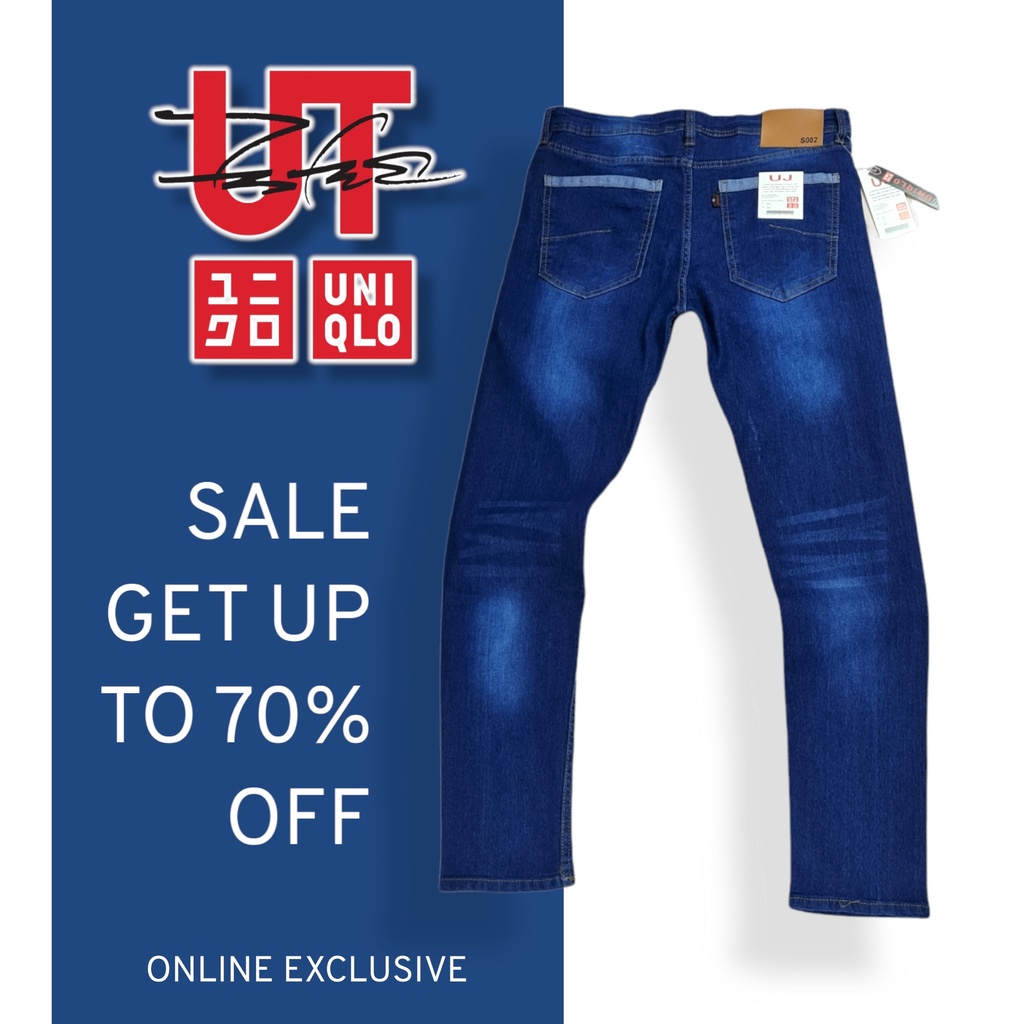 Uniqlo กางเกงยีนส์ขายาว Men's Slim Fit   Jeans Vintage denim looks and a comfortable fit. In Dark Blue Size 28-38 #0