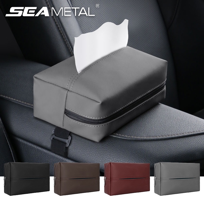 SEAMETAL กล่องทิชชู่หนัง Nappa สําหรับรถยนต์ ใส่กระดาษทิชชู่ในรถ