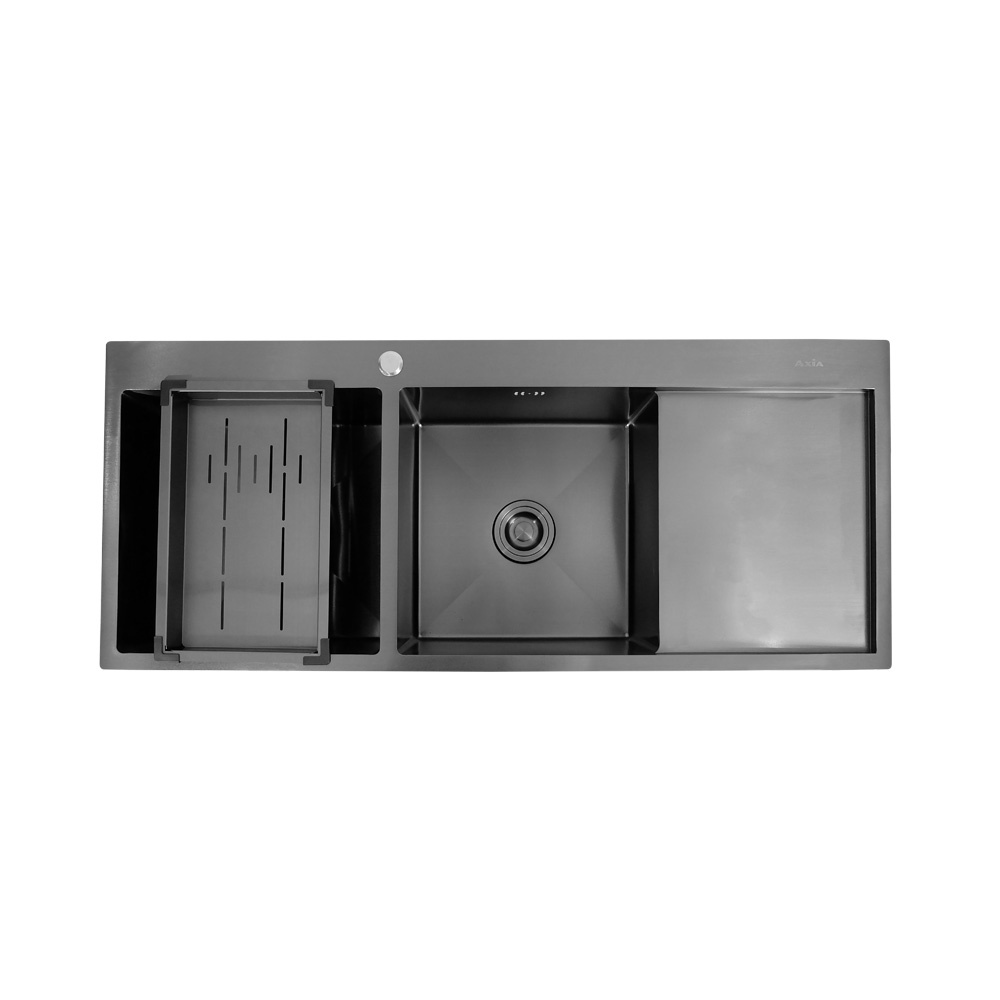 อ่างล้างจานสแตนเลสหลุมเหลี่ยมเคลือบนาโนสีดำ AXIA รุ่น MIDNIGHT 12050