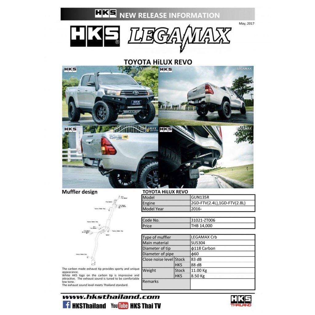 HKS LEGZMAX TOYOTA REVO 2016++ ปลายคาร์บอน แบรน์แท้ Japan