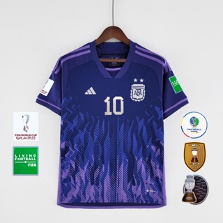 เสื้อกีฬาแขนสั้น ลายทีมชาติฟุตบอล Argentina away jersey 22 23 Fans S-4XL ชุดเยือน