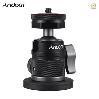 Andoer อะแดปเตอร์หัวบอล สกรู 1/4 นิ้ว และที่เสียบแฟลช 360°โลหะผสมอลูมิเนียม หมุนได้ พร้อมฐานแม่เหล็ก ขนาดเล็ก รับน้ําหนักได้ 200 กรัม สําหรับกล้องกีฬา