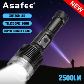 Asafee ไฟฉาย XHP360 พลังงานสูง อเนกประสงค์ ชาร์จ USB สําหรับตั้งแคมป์ ล่าสัตว์