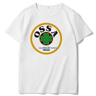 เสื้อยืดวินเทจ Ossa โลโก้รถจักรยานยนต์เสื้อยืดผู้ชายสีขาวพิมพ์เสื้อเสื้อยืดท็อปส์ซูขนาดใหญ่เสื้อยืดกราฟิกเสื้อผ้าผู้ชายฮ