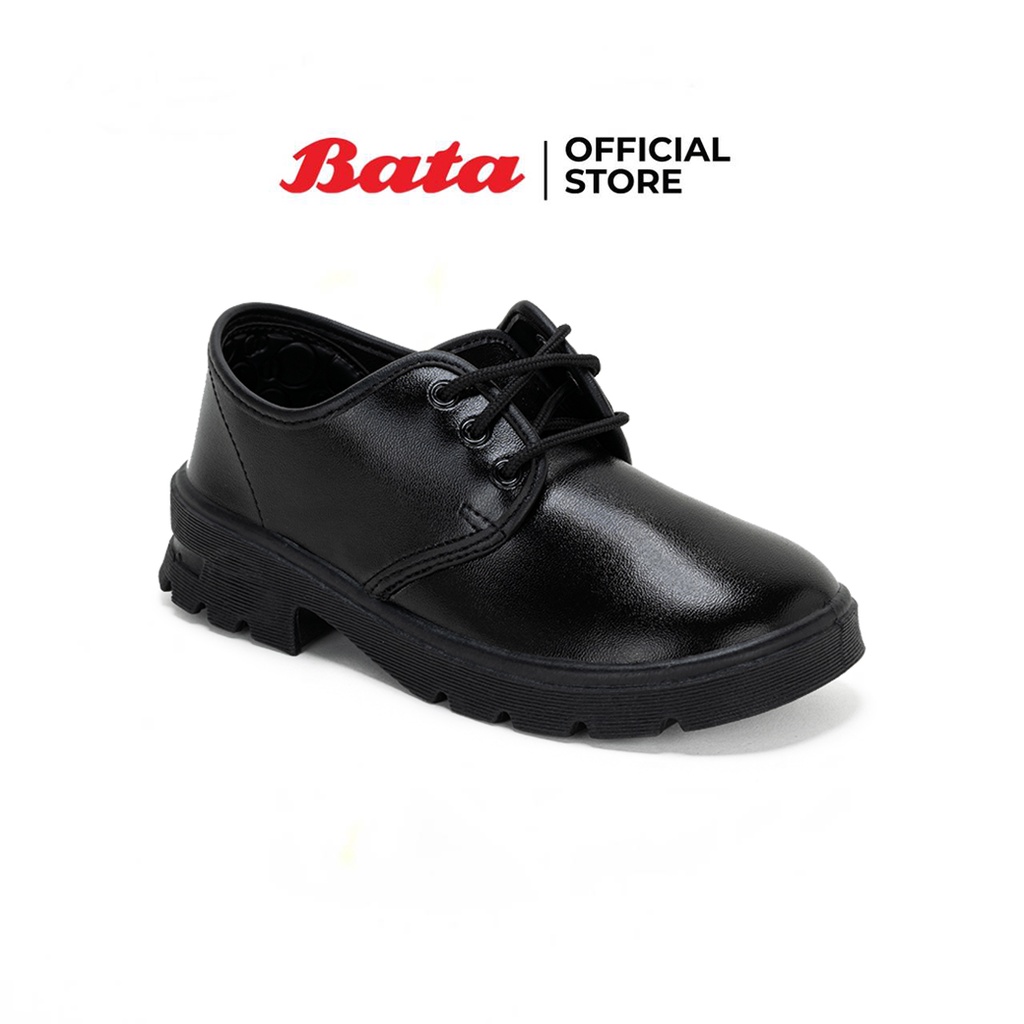 Bata บาจา B-First รองเท้านักเรียนคัทชู ผูกเชือก วัยประถมศึกษา สวมใส่ง่าย ส้นสูง 1 นิ้ว สวมใส่ง่าย สำหรับเด็กผู้ชาย  สีดำ 3216126
