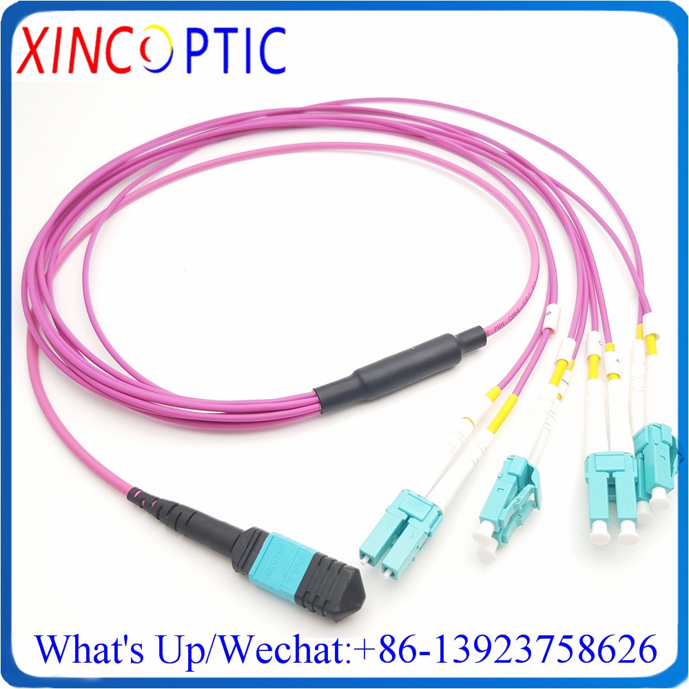 Female/Male MPO-LC Uniboot OM4 50/125 8F Fiber Optic Patch Cord Cable,MPO-LC 8Cores 3M(2M 1M) Multim