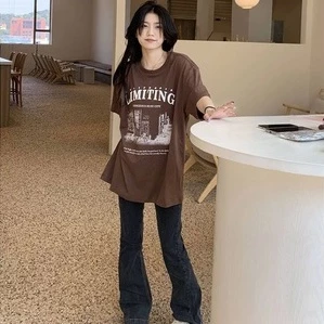 เสื้อยืดแขนสั้นลําลองทรงหลวมผู้หญิง oversize เสื้อผ้าแฟชั่นวัยรุ่น  เสื้อตัวใหญ่โอเวอร์ไซส์เกาหลี สกรีนลายวินเทจเท ผ้าดี thumbnail 6