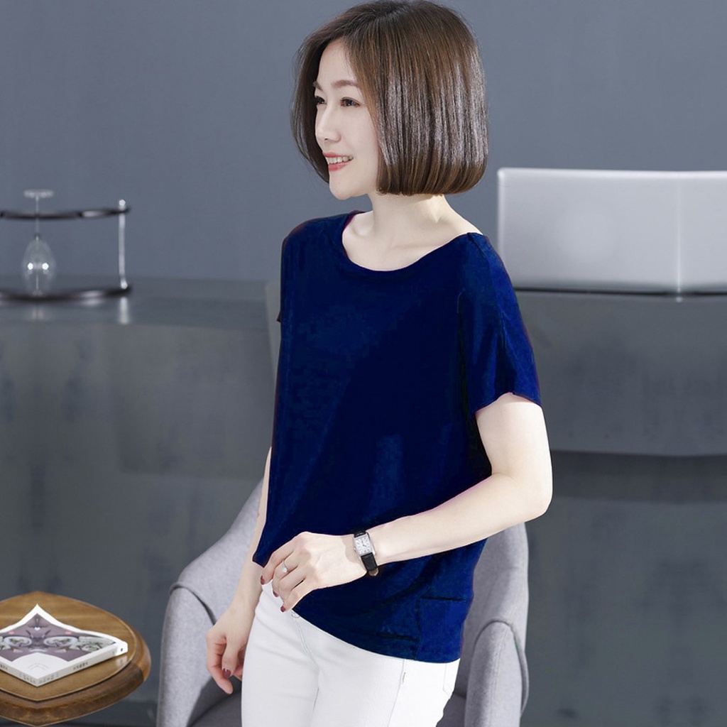 ราคาถูกที่สุด เสื้อแฟชั่นผ้าซาตินใส่สบาย ทรงแขนกุดคอกลม 4 สี มีไซส์