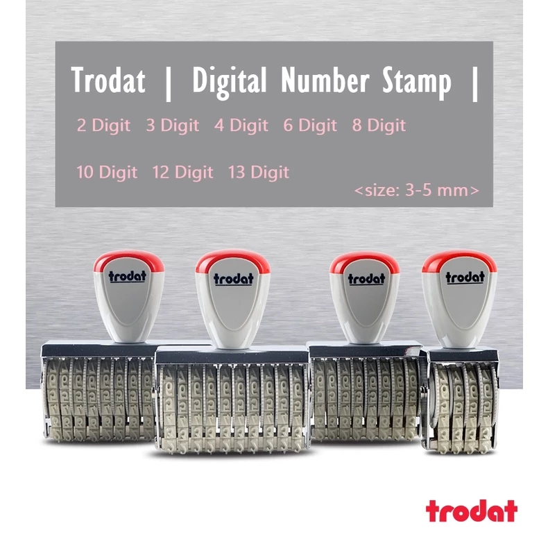 ตรายางตัวเลข ตัวปั๊มตัวเลข 0-9 Trodat (แบบ 2-3-4-6-8-12 หน่วย) ตรายางแบบหมุน โทรแดท