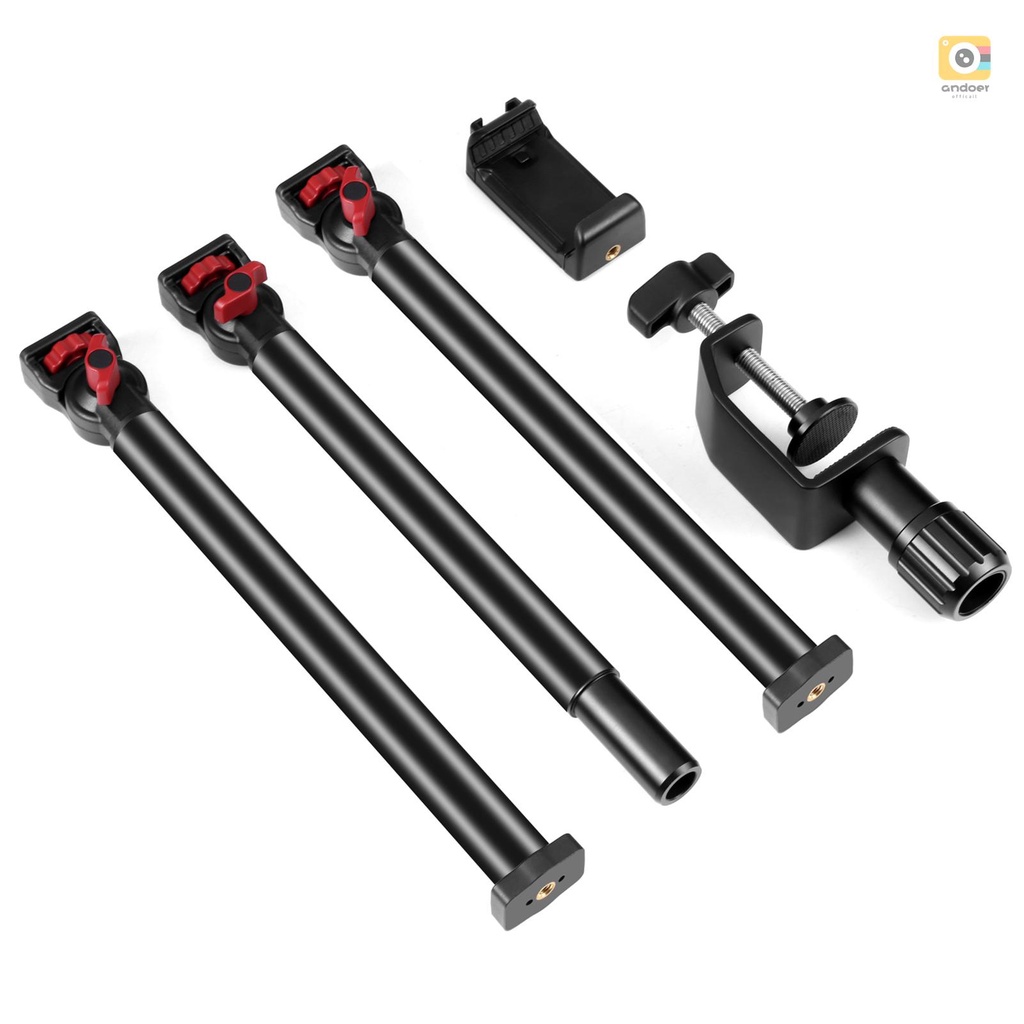 Puluz PU3103B อุปกรณ์เมาท์ขาตั้งอะลูมิเนียมอัลลอย 3 ส่วน ขยายได้ รับน้ําหนักได้ 3 กก. พร้อมแคลมป์หนีบโทรศัพท์ แท็บเล็ต กล้อง DSLR Sm
