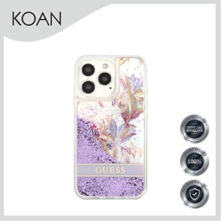 เคสมือถือ แบรนด์GUESS Liquid Glitter Flower for IP 14/ 14 Pro/ 14 Pro Max  - Purple