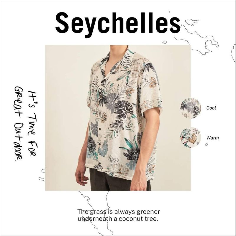 Shirtoria เสื้อเชิ้ตแขนสั้น Hawaii non lron ลาย seychelles