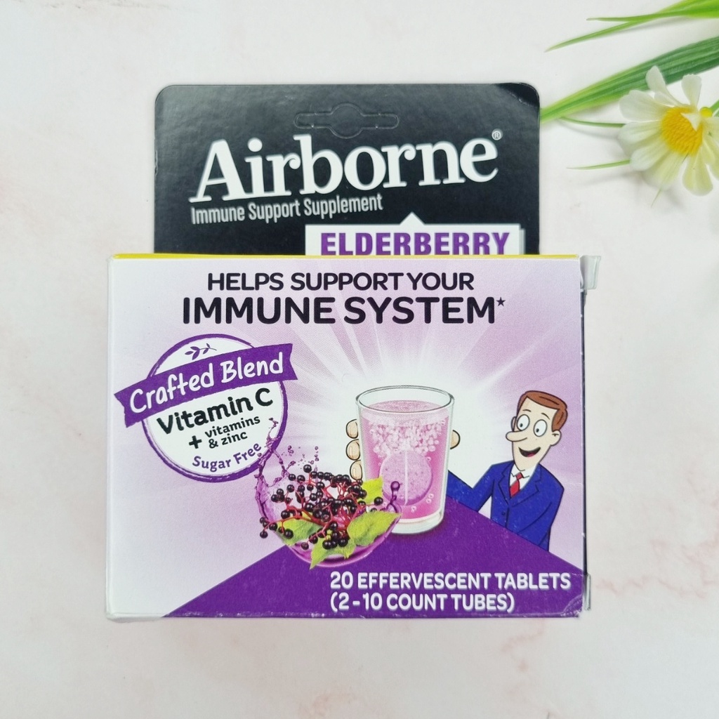 [AirBorne®] Blast of Vitamin C, Elderberry, 2 Tubes, 20 Effervescent Tablets วิตามินซี เม็ดฟู่