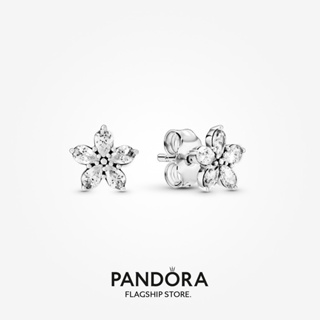 Pandora ต่างหูสตั๊ด รูปเกล็ดหิมะ ของขวัญคริสต์มาส พรีเมี่ยม e1027