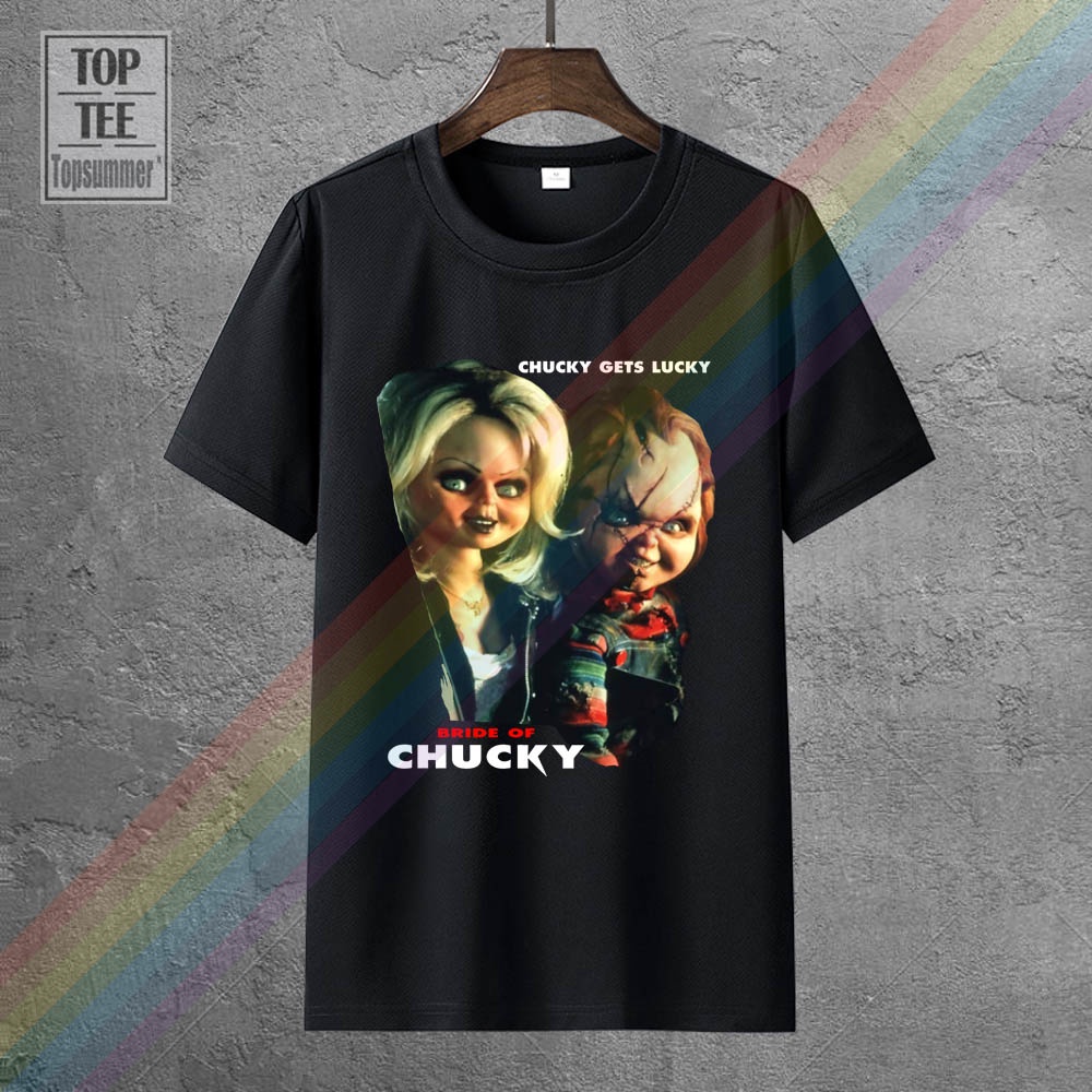 เสื้อยืดแขนสั้น เล่นของเด็ก: เจ้าสาวของ Chucky Chucky ได้รับโชคดีเสื้อยืดเย็นสบาย ๆ ความภาคภูมิใจเสื