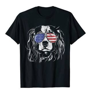 ขายดี!เสื้อยืด ผ้าฝ้าย พิมพ์ลายสุนัข Proud Cavalier King Charles Spaniel Patriotic สําหรับผู้ชาย#39; s เสื้อยืด Camisa h