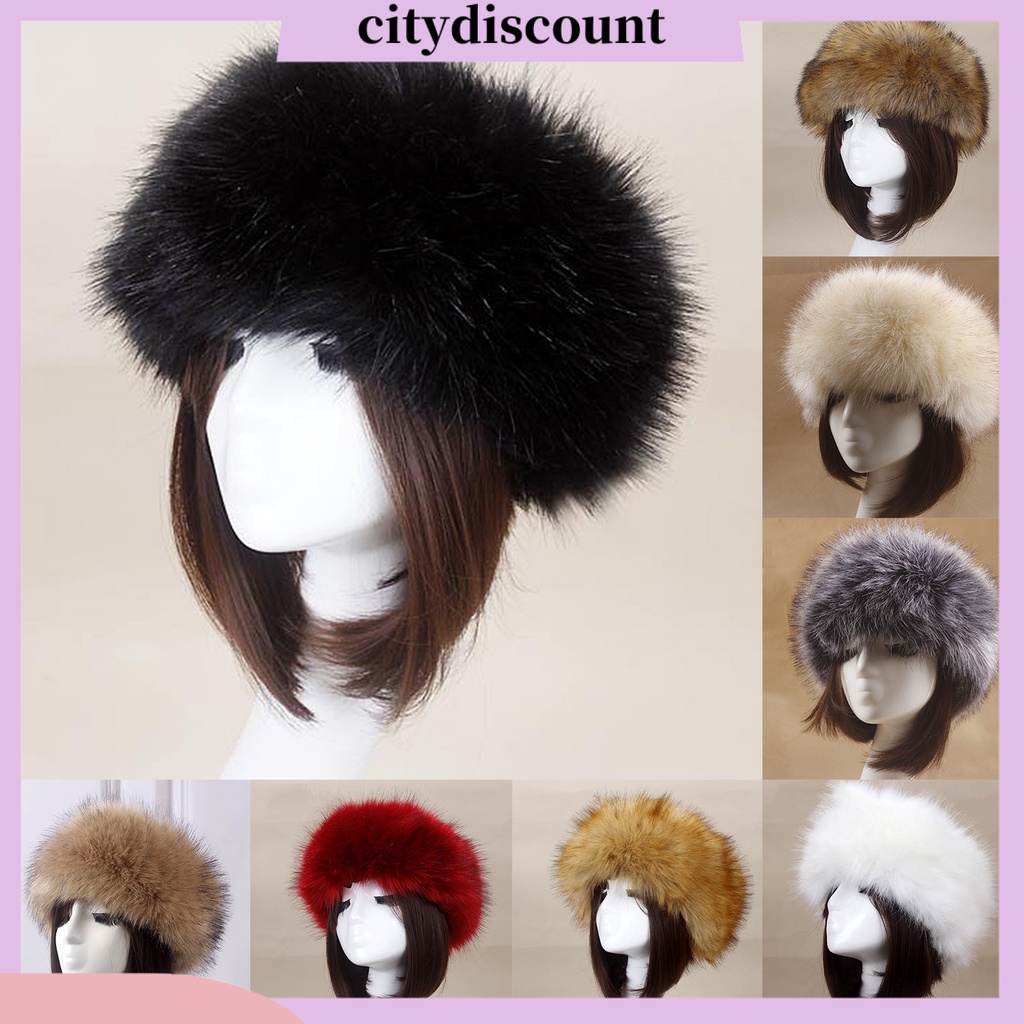 <citydiscount> Women Autumn Winter Faux Fur Thickened Hat Outdoor Cold-proof Warm Plush Beanie