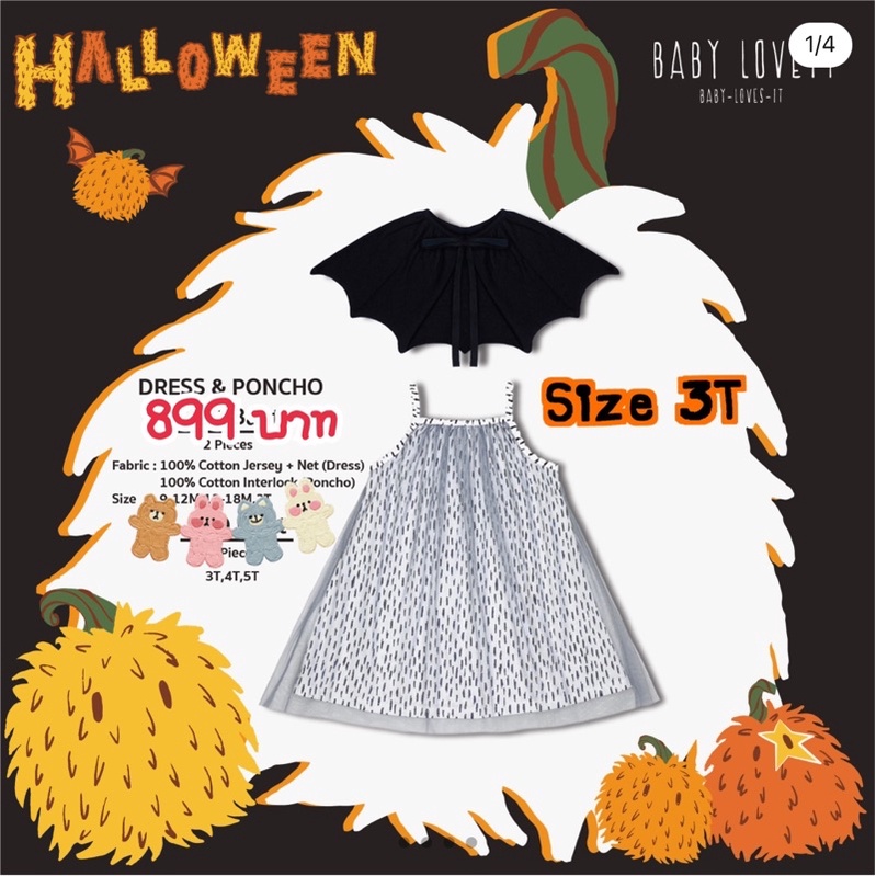 Babylovett Size 3T (NEW) no.23 Halloween 2022 - Dress &amp; Poncho